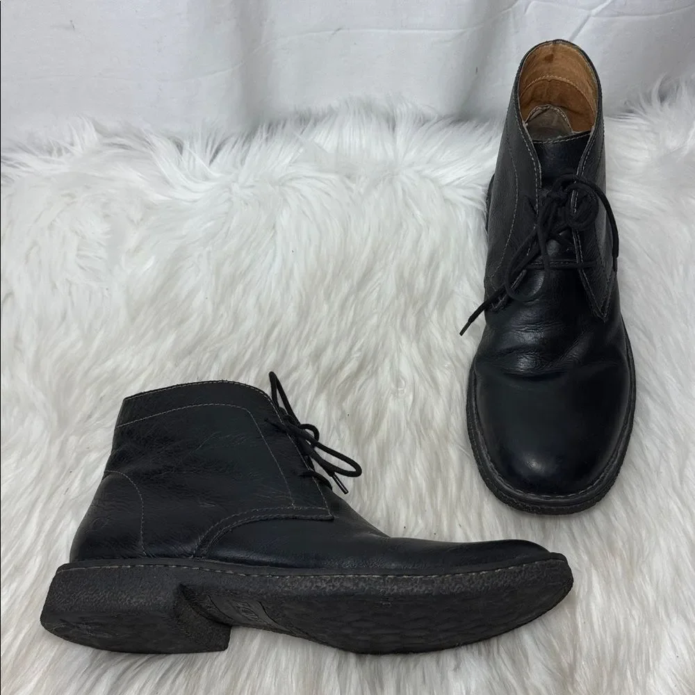 Born Harrison Black Leather Men's Lace‎ Up Chukka Boots Sz 9.5